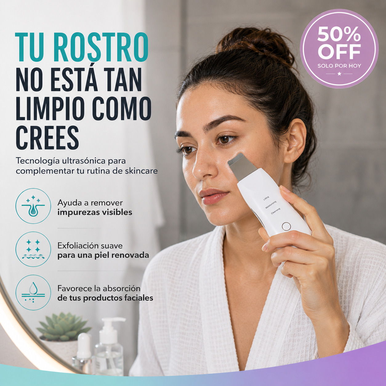 SkinGlow™ Limpiador Facial Ultrasónico    3 en 1