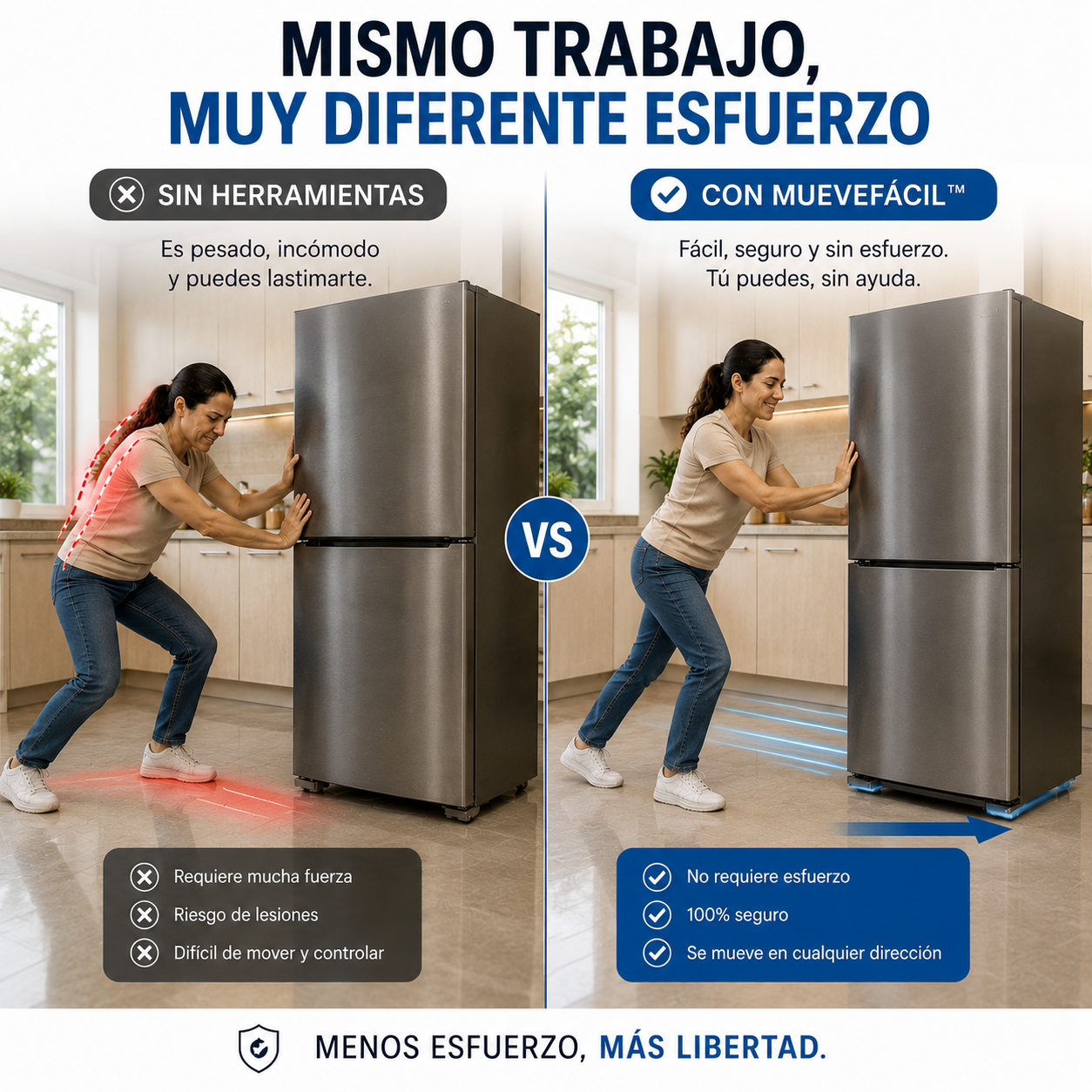 MueveFácil™  Soporte con ruedas para muebles pesados