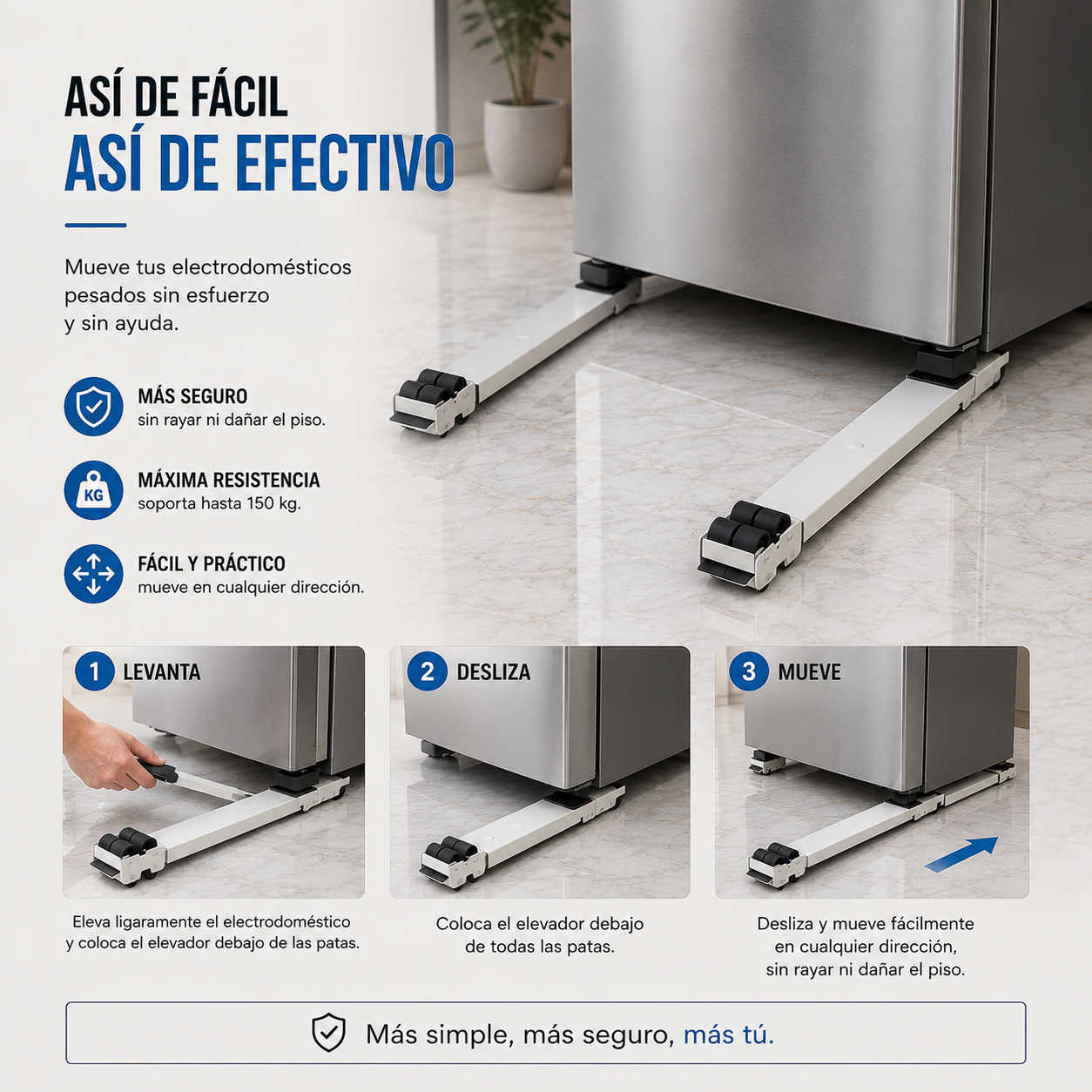 MueveFácil™  Soporte con ruedas para muebles pesados