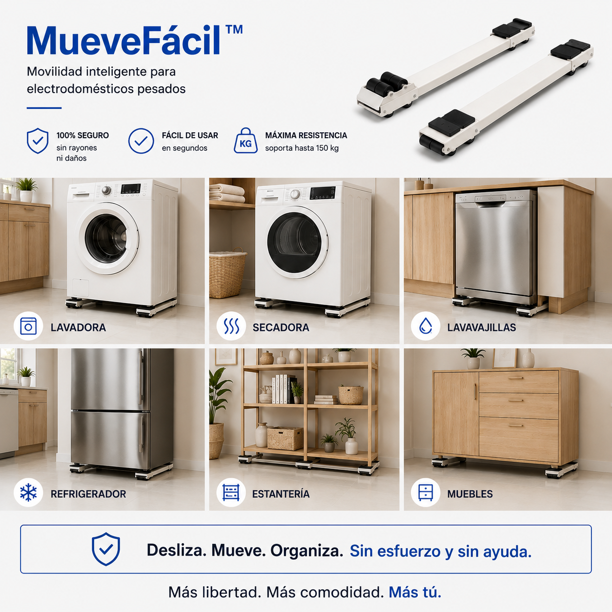 MueveFácil™  Soporte con ruedas para muebles pesados