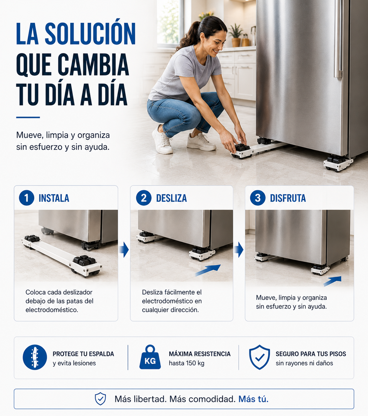 MueveFácil™  Soporte con ruedas para muebles pesados
